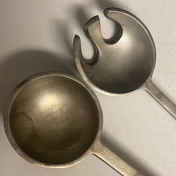 Salad Servers Aluminum Metal Leaf Fork Spoon 12.5” - Picture 3 of 13